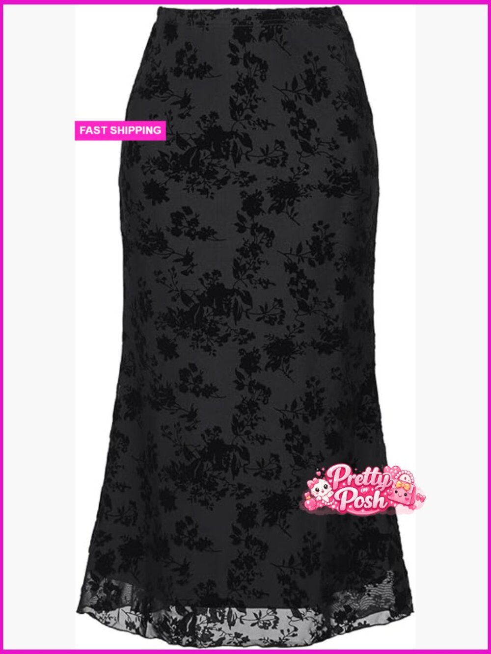 Mesh Fishtail Midi Skirt High Waist Y2K Bodycon Flowy Mermaid Skirt